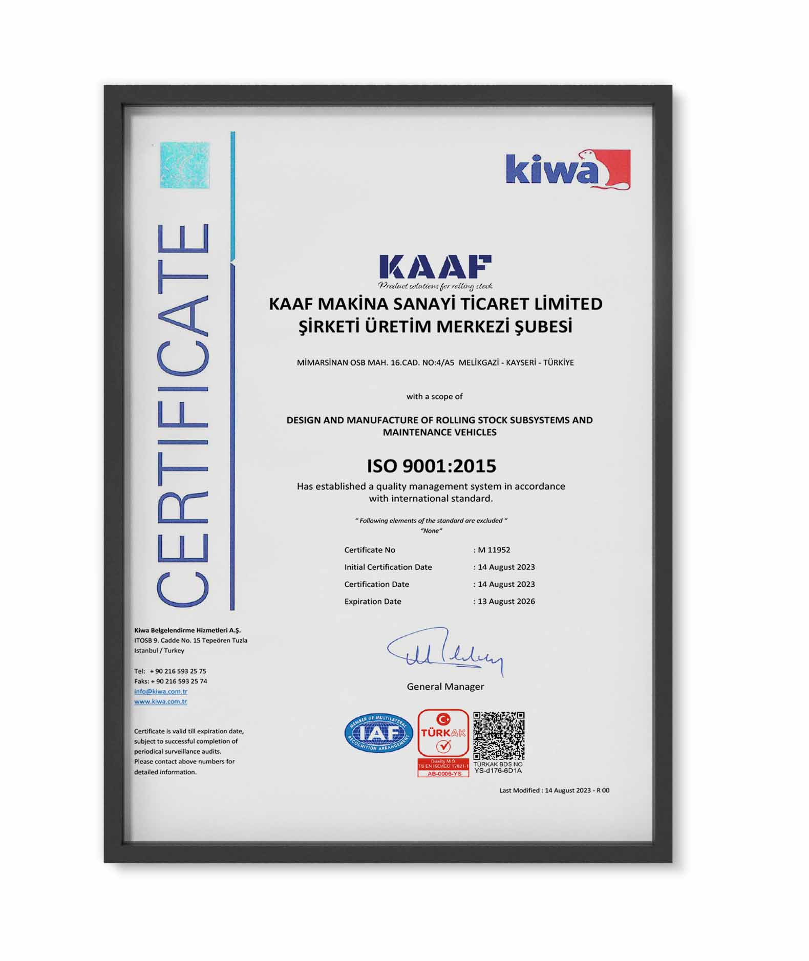 ISO9001:2015 certificate