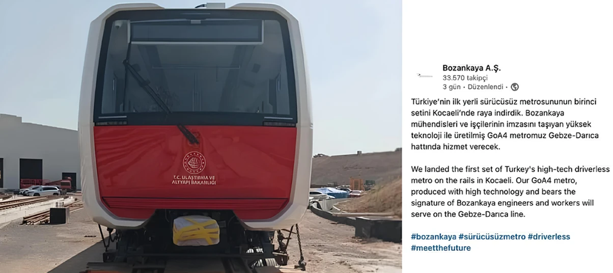 Türkiye'nin ilk yerli sürücüsüz metrosu Ulaştırma Bakanlığı tarafından Kocaeli'nde raya indirildi.
